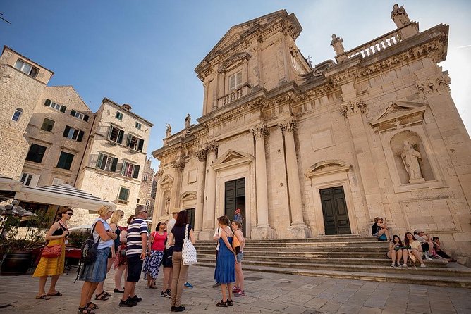 Dubrovnik Food and Drink Walking Tour with a Local Guide - Cathedral of the Assumption, an Orthodox church, and the bell tower angle