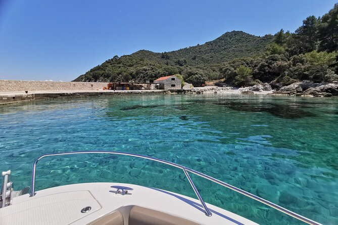 Rent a luxury speed boat for great fun on this Elaphiti Islands tour - Stop 1: Lopud for Sandy Beaches, Old Stones, and the Temple of Sun